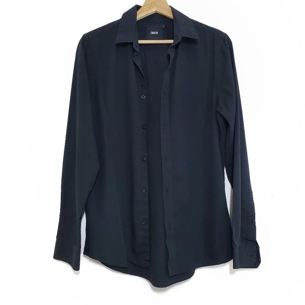 Asos | Classic Lightweight Black Button Up Shirt Long Sleeve